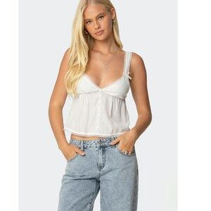 Edikted White Babydoll Tank Top